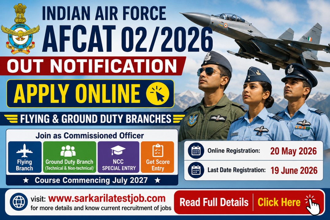 Indian Air Force AFCAT 02/2026 Recruitment 2026 Notification Out, Apply ...